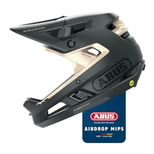 Zeitlich begrenztes Angebot: ABUS Fullface-Helm AirDrop MIPS - MTB: Downhill, Freeride und Enduro - Mountainbike-Helm mit optimierter Belüftung und Ambient Sound Channel - für Erwachsene, Schwarz/Gold, Größe S/M von 239.99 € auf 239.99 € (0.00% Rabatt)