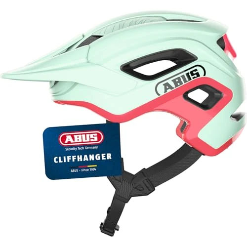ABUS MTB-Helm Cliffhanger - Fahrradhelm für anspruchsvolle Trails - mit großen Lüftungsöffnungen & TriVider Riemensystem - für Damen und Herren - Mintgrün/Pink, Größe L