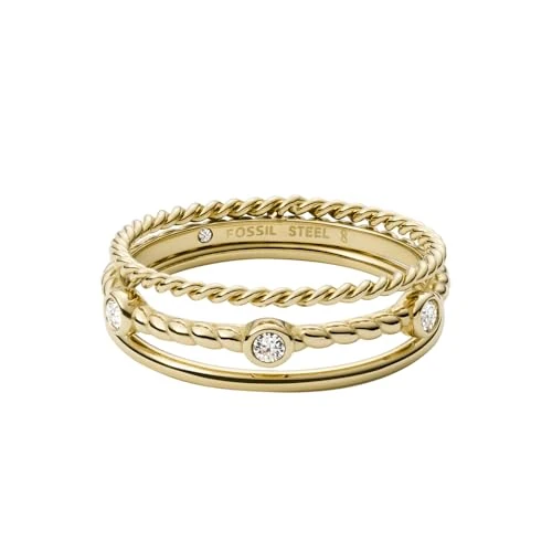 Fossil Pierścionek Dla Kobiet Vintage Iconic, Wysokość: 7,4 mm Złoty Pierścionek Ze Stali Nierdzewnej, JF03801710