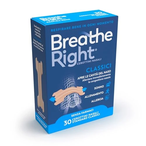 Offerta a tempo: Breathe Right Cerottini Nasali Classici Standard, 30 Pezzi Sollievo Nasale - 0.00% da 19.89 € a 19.89 €