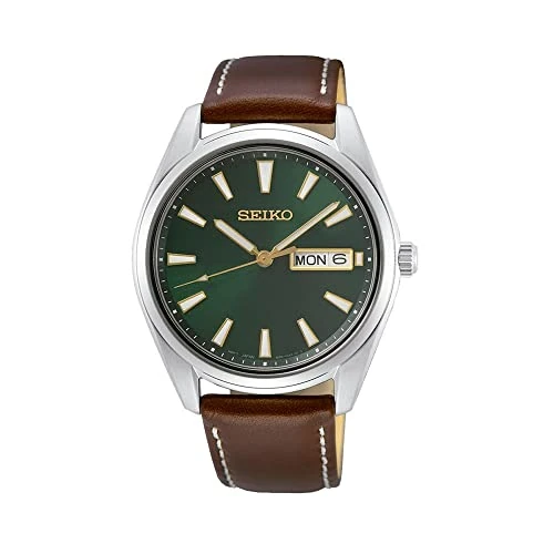 Seiko Reloj Término análogo para Hombre de Cuarzo con Correa en Cuero SUR449P1