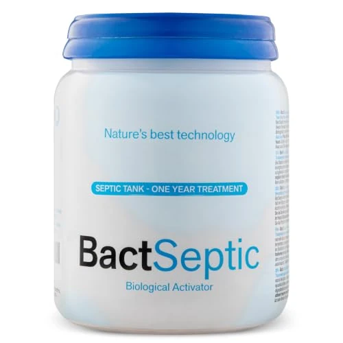 Offerta a tempo: BactPro - BactSeptic - Pulizia e manutenzione delle fosse biologiche, scioglie ingorghi ed elimina cattivi odori - Trattamento 1 anno - Attivatore Biologico Professionale - Polvere 1,3 kg + dosatore - 0.00% da 25.99 € a 25.99 €