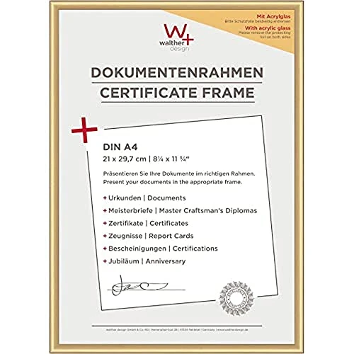 Limited-time offer: walther design Picture Frame Gold 21 x 29,7 cm (DIN A4) with Art Glass 3-Pack, New Lifestyle Plastic Frame KVX130G3 from 13.38 £ to 13.38 £ (save 0.00%)
