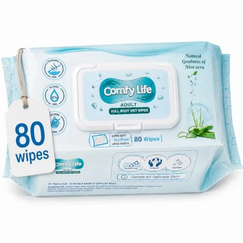 Oferta limitada: Comfy Life - Toallitas húmedas para el cuerpo, toallitas suaves, sin fragancia y sin enjuague para adultos, para el baño, la cama y cuidado íntimo (1 paquete (80 toallitas)) de 14.95 € a 14.95 € (ahorro 0.00%)