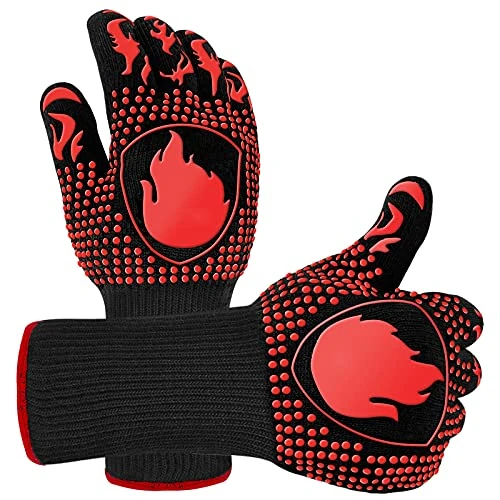 Offre limitée : Gants de Barbecue, Gants Four Anti Chaleur Jusqu'à 800°C, Gant Barbecue Résistant à la Chaleur, Gants de Cuisine Antidérapants pour BBQ, la Cuisson, Grill et Cheminée (Rouge2) de 19.99 EUR à 12.45 EUR (remise 38%)