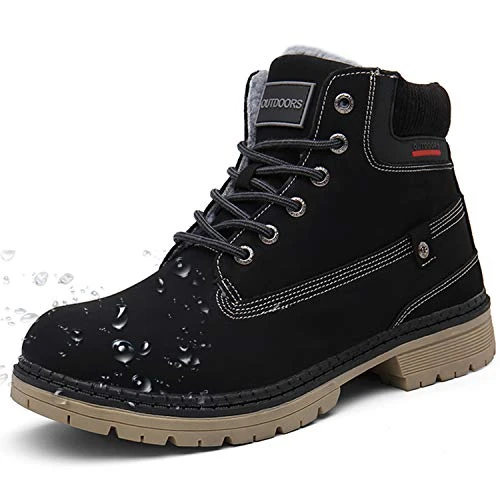 Eagsouni Winterstiefel Herren Schneestiefel Damen Warm Gefütterte Winterschuhe Wasserdicht Stiefeletten Winter Schnürstiefel Wander Schuhe, Schwarz, 42 EU