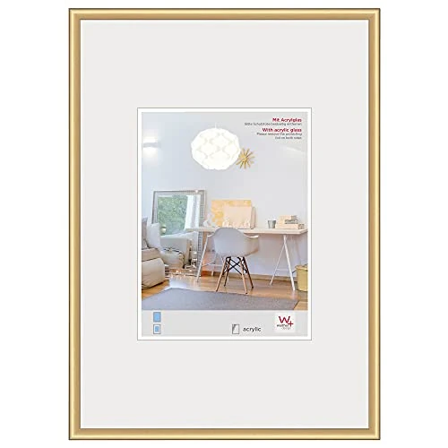 walther design Bilderrahmen gold 60 x 90 cm mit Kunstglas, New Lifestyle Kunststoffrahmen KVX090G