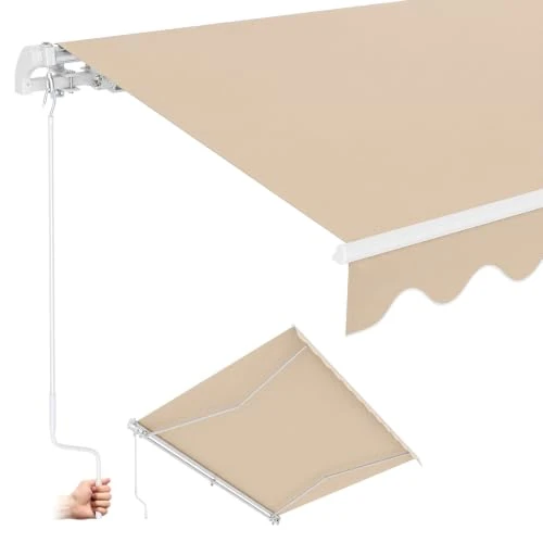 Offerta a tempo: COSTWAY Tenda da Sole per Esterno Avvolgibile 3,6 x 3 M, Tenda da Sole a Bracci Estensibili con Telaio in Alluminio, Tettuccio Resistente al Sole e Impermeabile e Manovella (3,6 x 3 M, Beige) - 8% da 239.99 € a 219.99 €