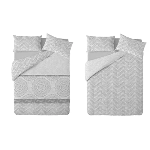Limited-time offer: Textilhome - Duvet Cover Set Super king size Reversible printed, Super kingsize 260x220cm, Duvet Cover Superking with 2 Pillowcase 70x40cm. Gray from 32.99 GBP to 32.99 GBP (save 0%)