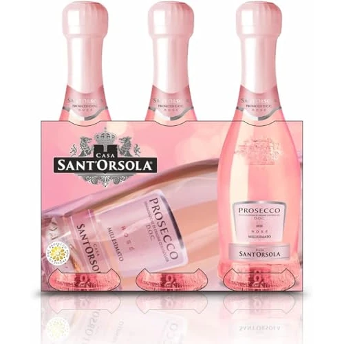 Limited offer: Sant'Orsola Prosecco DOC Extra Dry Millesimato Rosè Sparkling Italian Wine Baby Pack, 3 x 200ml from 9.90 EUR to 6.50 EUR (save 34%)