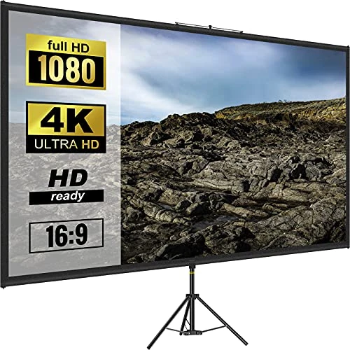 Offerta a tempo: VEVOR Schermo Cinematografico per Esterni, 203,2cm HD 16:9 Schermo del Proiettore Portatile con Supporto Treppiede in Alluminio, Grandangolo di 160 Gradi, per Casa, Cattedrale - 19% da 37.99 € a 30.90 €