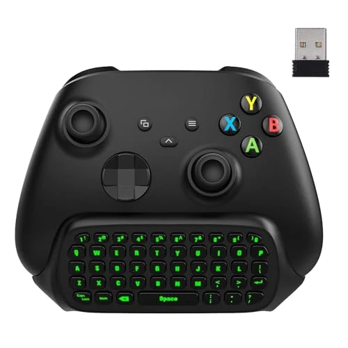Limited-time offer: MoKo Wireless Controller Keyboard for Xbox Series X/S & Xbox One/One S/Elite/2 Controller, Mini QWERTY Gaming Chatpad with 2.4G USB Receiver, 3.5mm Audio Jack and Green Backlight, Carbon Black from 27.99 GBP to 27.99 GBP (save 0%)