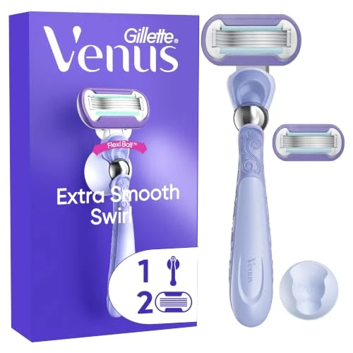 Offerta a tempo: Gillette Venus Extra Smooth Swirl Rasoio Donna, 2 Lamette | Con 2 Lamette di Ricambio, Manico Flexiball Riutilizzabile e Gancio per Doccia - 18% da 11.99 € a 9.88 €