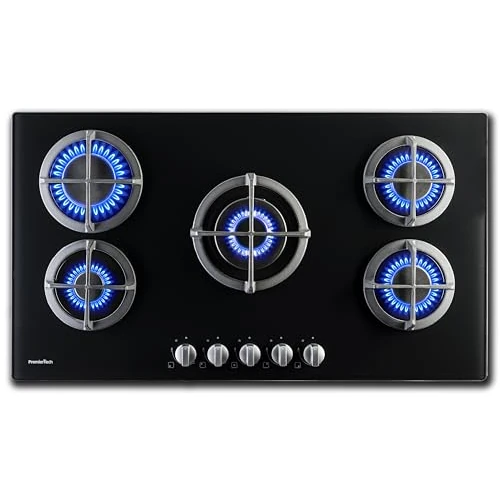 Offerta a tempo: PremierTech Piano Cottura Gas 5 Fuochi 90cm Vetro Nero da Incasso PC5G90V - 0.00% da 199.00 € a 199.00 €