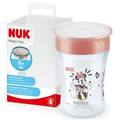 NUK Magic Cup vaso antiderrame bebe | Borde a prueba de derrames de 360° | +8 meses | Sin BPA | 230 ml | Disney Minnie Mouse | 1 unidad