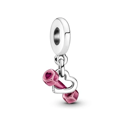 Limited offer: Pandora Dumbbell & Heart Dangle Charm - Compatible Moments Bracelets - Jewelry for Women - Gift for Women - Made with Sterling Silver & Enamel from 48.95 EUR to 48.95 EUR (save 0%)