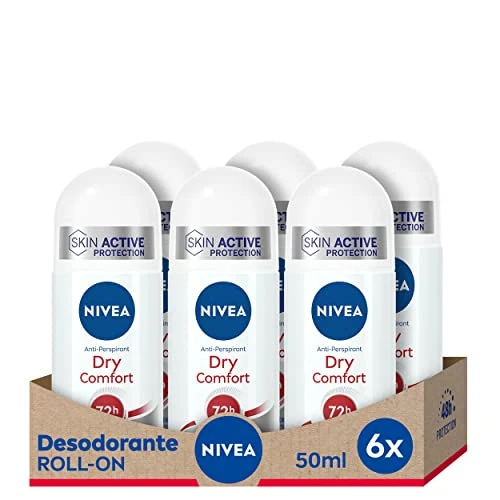 Offerta a tempo: NIVEA Dry Comfort Roll-on Deodorante antitraspirante con protezione 72 ore, Confezione da 6 (6 x 50 ml) - 80% da 22.90 € a 4.60 €