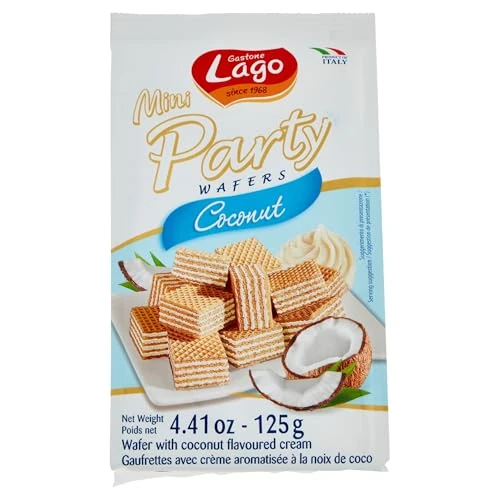 Offerta a tempo: Lago 1968, Mini Party Cocco 125g, Mini Wafer con Vellutata Crema Cocco 74% con 5 Strati Friabili di Wafer - 38% da 2.03 € a 1.25 €
