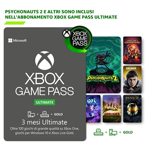 Offerta a tempo: Abbonamento Xbox Game Pass Ultimate - 3 Mesi | Psychonauts 2: Standard è incluso con l'abbonamento | Standard | Xbox & Windows 10 - Codice download - 0% da 38.99 € a 38.99 €