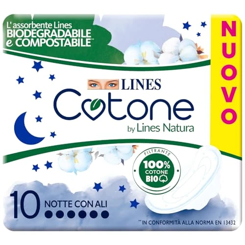 Lines Cotone Assorbenti In Cotone Ultra Notte, 10pz