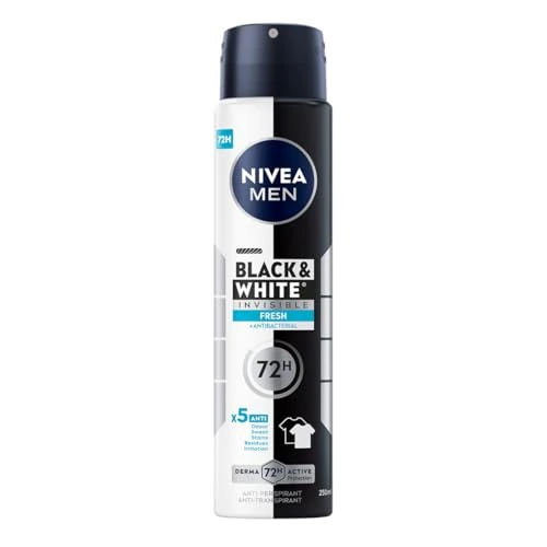 Offerta a tempo: NIVEA MEN Black & White 48H Invisible Fresh Antitraspirante Spray per uomo 250 ml - 0% da 8.67 € a 8.67 €