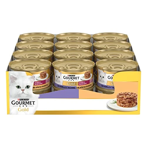 GOURMET Gold Taste Wet Food for Adult Cats Turkey and Lamb 24 Cans 85 g