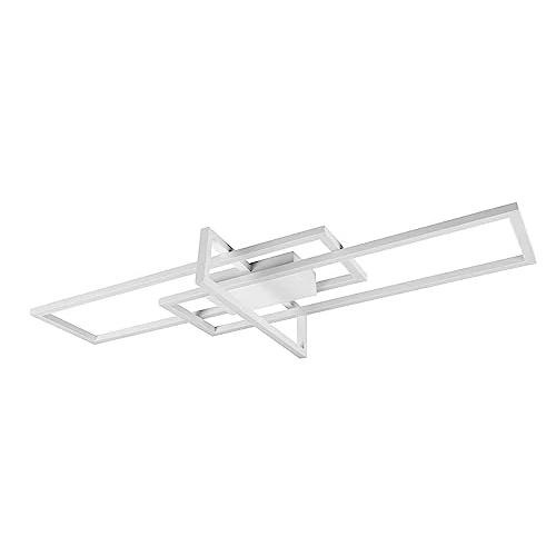 TRIO, Plafoniera, Salinas incl. 1 x LED,SMD,34,0 Watt,4000K,4100 Lm. Finitura: Metallo, bianco opaco L:100,0cm, L:40,0cm, A:11,5cm Dimmerabile tramite interrutto,IP20,4000K,Luminosita non regolabile