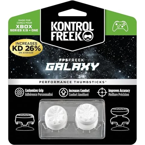 KontrolFreek FPS Freek Galaxy Black for Xbox One and Xbox Series X Controller | 2 Performance Thumbsticks | 1 High-Rise, 1 Mid-Rise | White