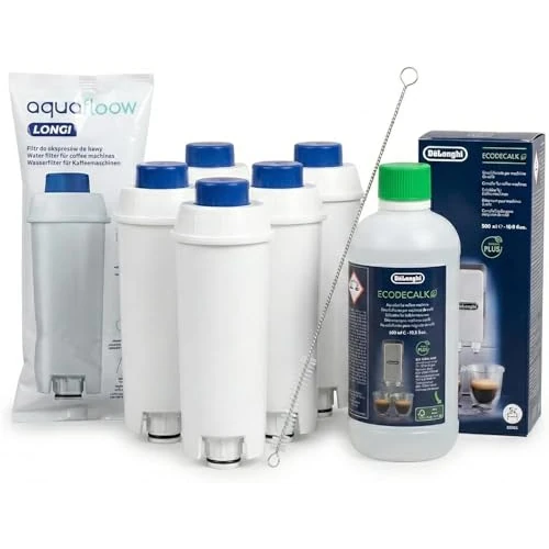 Tijdelijke aanbieding: Aquafloow 5x Waterfilter compatibel met DeLonghi DLSC002 & EcoDecalk Ontkalker (500ml) – Onderhoudsseet voor Koffiemachines Magnifica S, Evo, Dinamica – Incl. Reinigingsborstel van 31.99 € naar 31.99 € (0.00% korting)