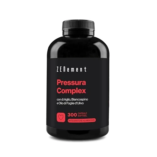 Pressura Complex - 300 Capsules, avec Huile Macérée de Feuille d’Olivier, Aubépine et Ail Frais - Cure de 10 Mois - Zenement
