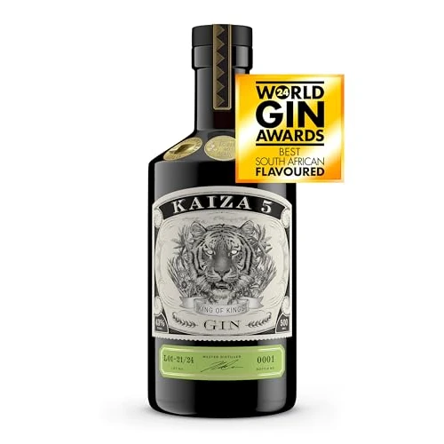 Offerta a tempo: KAIZA 5 GIN - 0,5 l - 43% | Il pluripremiato gin premium del Sudafrica/Città del Capo | Occhi di tigre brillanti | Fresco, morbido ed esotico con ribes nero e pompelmo | Perfetto per un gin tonic - 25% da 39.99 € a 29.99 €