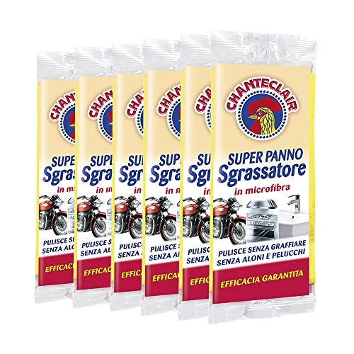 CHANTECLAIR - Super paño desengrasador de Microfibra, Limpia sin rayar, Cero y Pelusa - Paquete de 6 paños