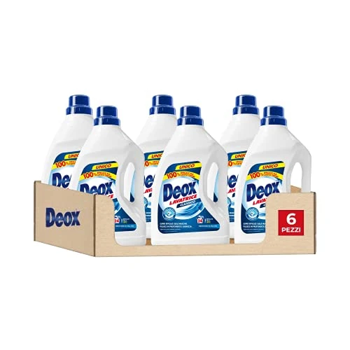 Offerta a tempo: Deox - Detersivo Lavatrice Liquido Classico, 144 Lavaggi, Smacchia e Igienizza, con Formula Antiodore, 1200ml x 6 Confezioni - 33% da 29.99 € a 19.99 €
