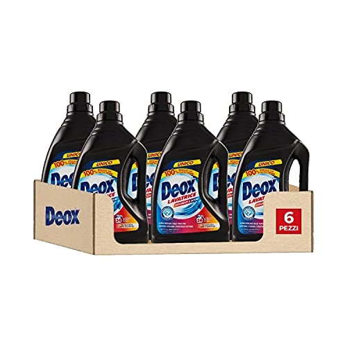 Offerta a tempo: Deox - Detersivo Lavatrice Liquido Colorati e Scuri, 144 Lavaggi, Smacchia e Ravviva i Colori, con Tecnologia Anti-Transfer, 1200ml x 6 Confezioni - 32% da 28.74 € a 19.58 €