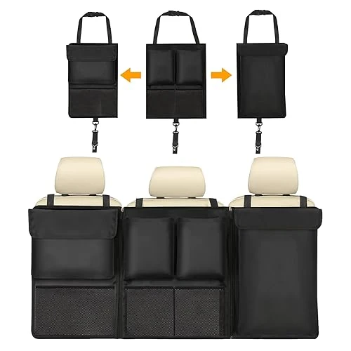 Limited offer: URAQT Car Boot Organiser, Trunk Tidy Organiser Bag, Detachable Multi-Pocket Seat Back Protectors with Zipper, Water-Proof Durable Foldable Children's Travel Storage Black,101x46cm from 13.89 EUR to 13.89 EUR (save 0%)