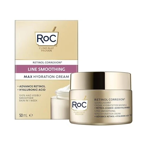 Offerta a tempo: RoC - Retinol Correxion Line Smoothing Idratazione Massima - Trattamento Antirughe Intensivo - Pelle Più Liscia e Luminosa - Acido Ialuronico - 50 ml - 0.00% da 31.50 € a 31.50 €