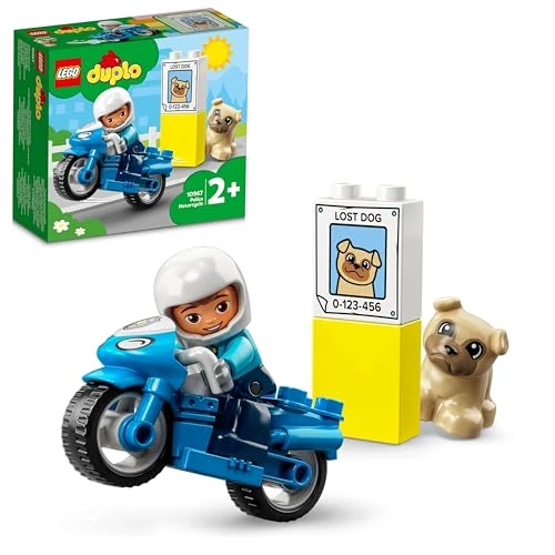 Tijdelijke aanbieding: LEGO DUPLO Politiemotor Speelgoed voor Peuters en Kinderen vanaf 2 Jaar met Speelgoedmotor, Politieagent en Honden Figuur, Cadeau voor Jongens en Meisjes 10967 van 13.98 € naar 13.98 € (0.00% korting)