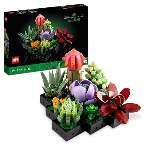 LEGO Botanicals Piante Grasse Artificiali - Set da Collezione con 9 Piccole Piante da Interno - Decorazione di Casa Fai da Te da Aggiungere al Kit Bouquet di Fiori Finti - Idea Regalo Donna - 10309