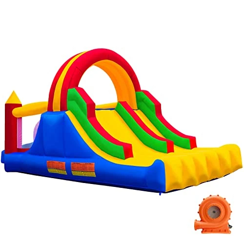 Ballsea Grande castello gonfiabile con soffiatore, trampolino, rock climbing slide divertimento per bambini dai 3 ai 10 anni, A bouncy castle suitable for both indoor and outdoor use. 488x223x220cm