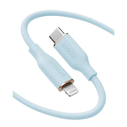 Offerta a tempo: Anker Powerline III Flow, Cavo USB-C-Lightning per iPhone 12 PRO Max/12/11 PRO/X/XS/XR/8 Plus, AirPods PRO, (180cm) [Certificato MFi], Silicone, Azzurro - 17% da 19.99 € a 16.69 €