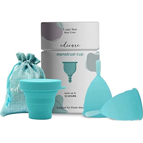 Offerta a tempo: Edicare, Coppetta Mestruale, 2 Coppette Mestruali, 1 Sterilizzatore, 1 Borsa da Trasporto, Silicone di Grado Medico, Morbido, Ecosostenibile, Riutilizzabile (L, 1 unità (Confezione da 1)) - 20% da 15.68 € a 12.62 €