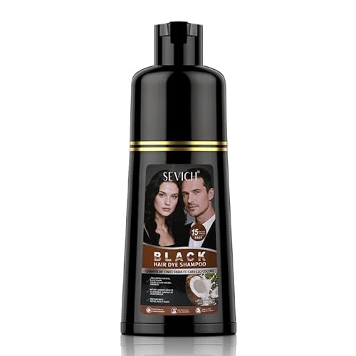 Offerta a tempo: Shampoo colorante per capelli, shampoo colorato da 500 ml con 4 guanti, shampoo nutriente per tintura rapida per capelli neri e cocco - 0.00% da 26.46 € a 26.46 €