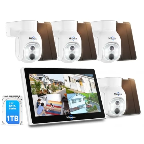Offerta a tempo: 【10" Monitor+PTZ】Hiseeu Kit Videosorveglianza WiFi Solare Esterno - 0.00% da 334.99 € a 334.99 €