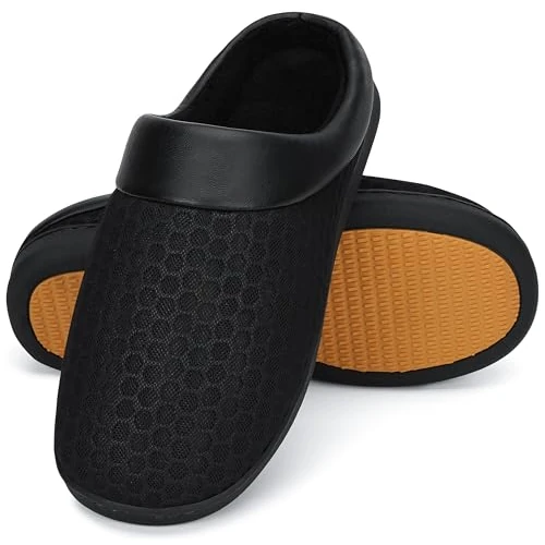 Mishansha Winterpantoffels voor dames en heren, traagschuim, warm pluche, antislip, huisschoenen, slippers, maat 36, nacht, 36 EU