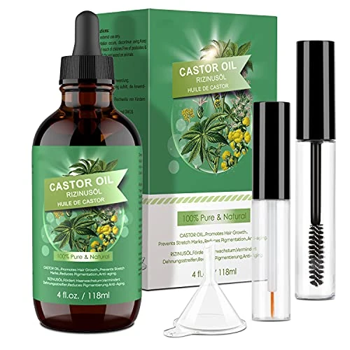 Offerta a tempo: Olio di Ricino Puro 100% - 118ml Castor Oil Stimola la Crescita dei Capelli, Ciglia e Sopracciglia, Cura della Barba, Unghie, Corpo e Viso - 0.00% da 9.99 € a 9.99 €