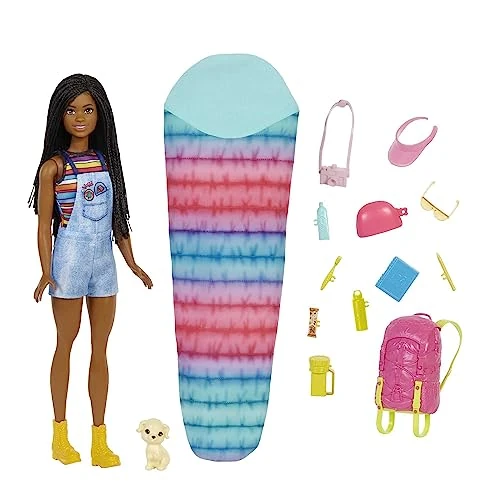 Oferta ograniczona: Barbie It Takes Two My dwie Kemping Barbie Brooklyn Lalka + akcesoria (29 cm, brunetka z warkoczami) ze szczeniaczkiem, plecakiem, śpiworem i 10 akcesoriami kempingowymi, pod 3 lat, HDF74 z 142.14 PLN na 142.14 PLN (zniżka 0%)