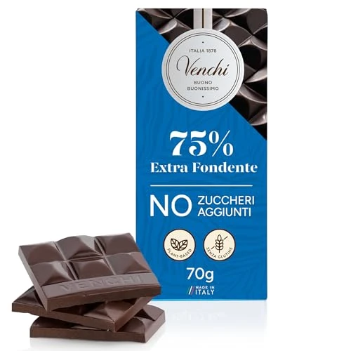 Offerta a tempo: Venchi - Tavoletta Extra Fondente NO Zuccheri Aggiunti, 70 g - NO Edulcoranti Artificiali - Senza Glutine - Vegano - 0.00% da 7.20 € a 7.20 €