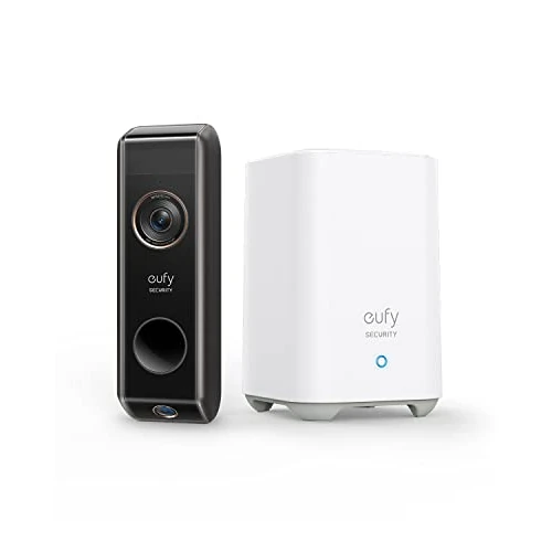 eufy Security kamera Video Doorbell Dual (zasilana baterią) z Homebase, podwójna detekcja ruchu, wykrywanie paczek, 2K HD, rozpoznawanie rodziny, bez miesięcznych opłat, 16 GB lokalnej pamięci