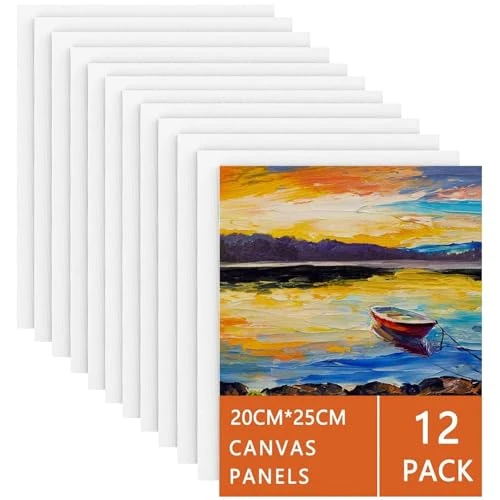 Tijdelijke aanbieding: Koncci 12 Pk Blank Canvas – 20 x 25 cm (8" x 10") – Katoen, Voorgerekt Canvas Paneel Borden – Geschikt Voor Acryl en OlieVerf, Ook Voor Schetsen en Tekenen van 16.04 EUR naar 12.99 EUR (korting 19%)