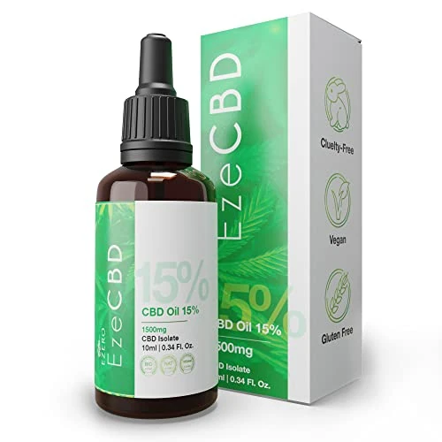 Ezero Huile Cbd 15% Premium 1500 Mg Biologique Pure - Cbd Huile - Huile De Cbd - Huile De Chanvre Bio - Huile De Cdb - Hemp Oil - Certifié Bio, Naturel et Végane - 10 Ml